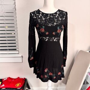 Forever 21 Black Dress with Red Floral Accents